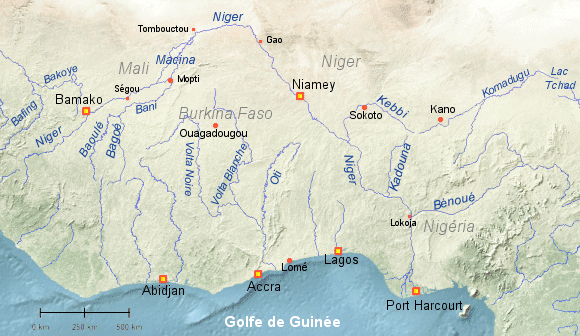 Carte du fleuve Niger.