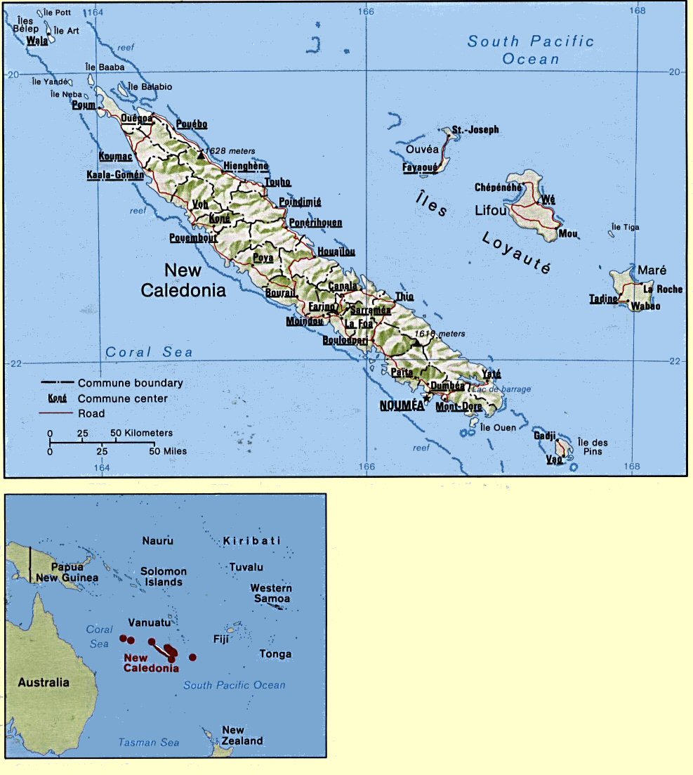 Carte de la Nouvelle-Calédonie.