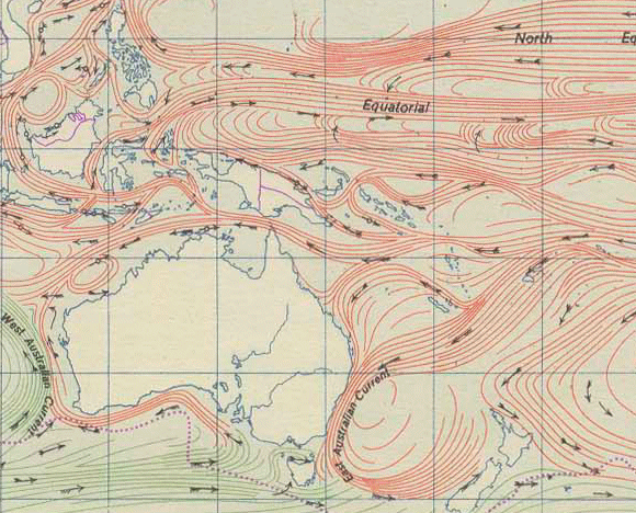 Carte des courants de l'océan Atlantique.