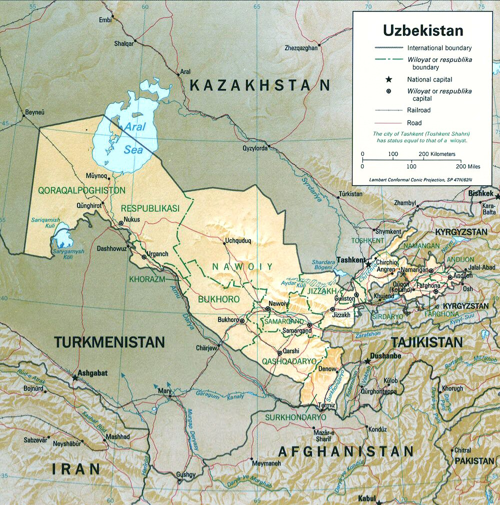 Carte de l'Ouzbekistan.