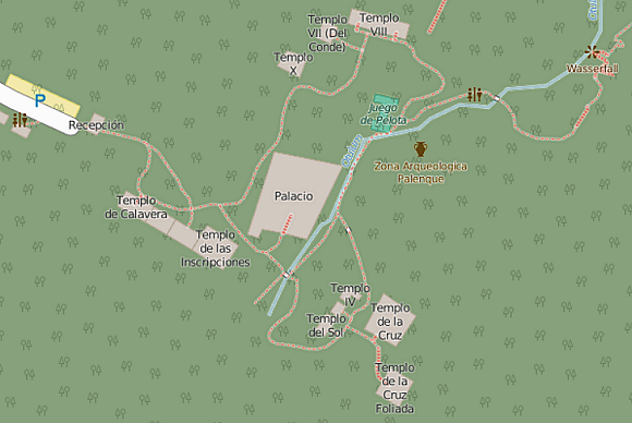 Palenque : plan du site archologique (ruines mayas).