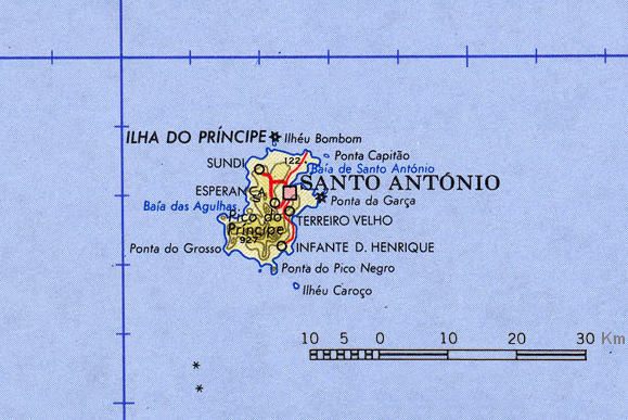 Carte de l'île  de Principe.