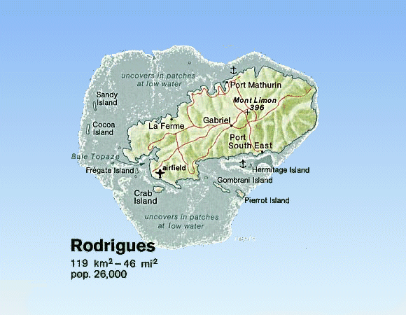 Carte de l'le Rodrigues.