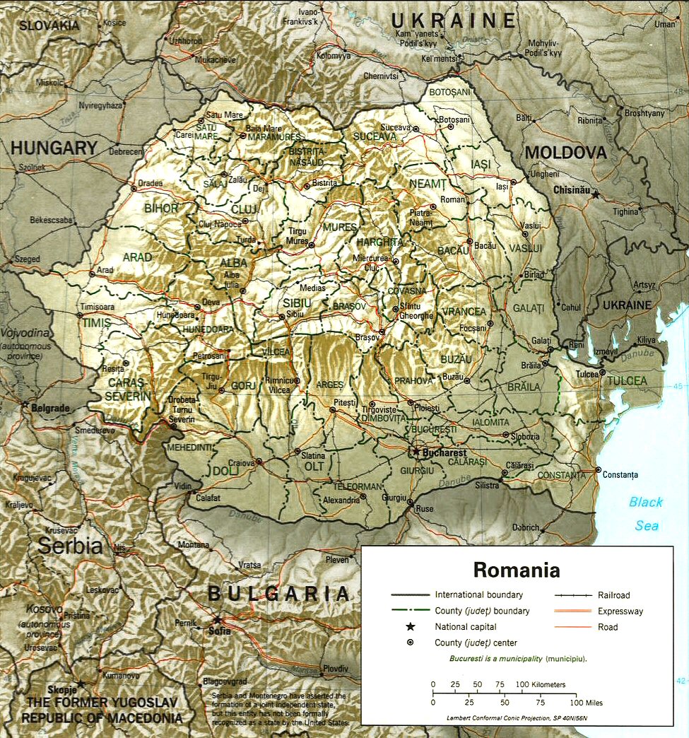 Carte de la Roumanie.