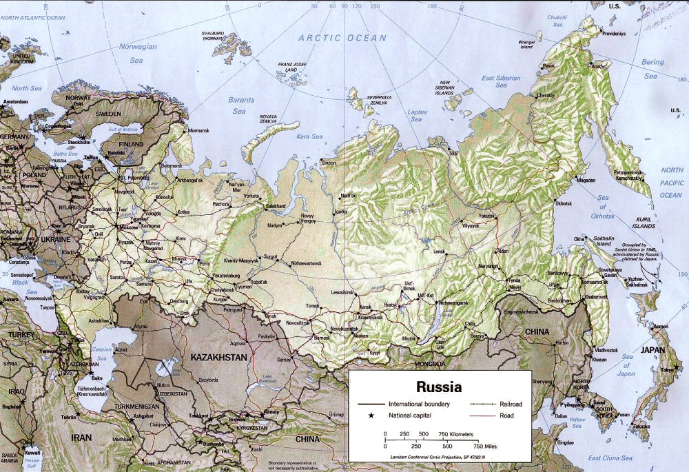 Carte de la Russie (topographie).