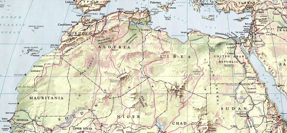 Carte du Sahara (topographie).
