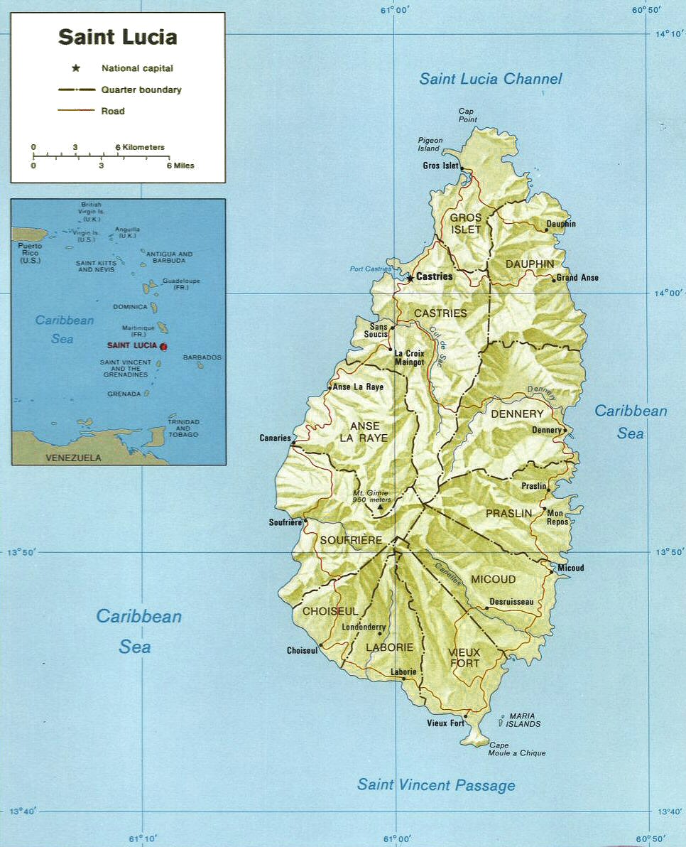 Carte de Sainte-Lucie.