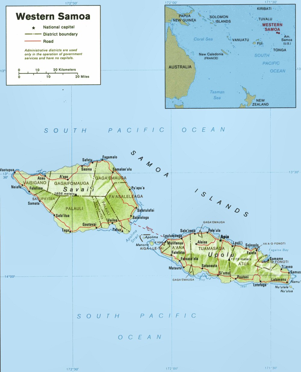 Carte des les Samoa.
