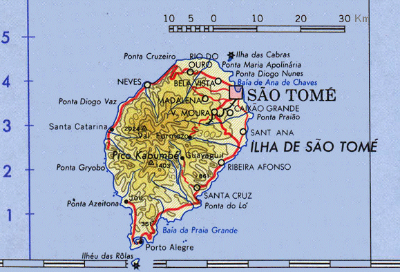 Carte de l'île de Sao Tomé.