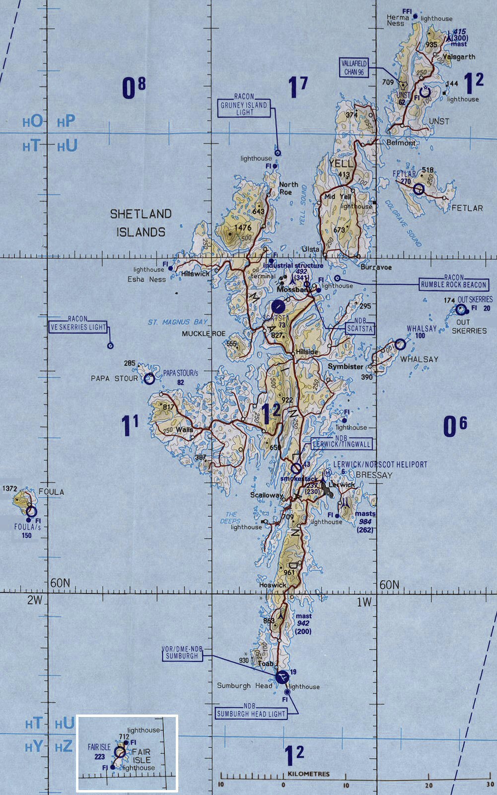 Carte des Shetland.