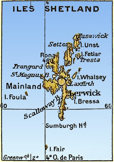 Carte des îles Shetland.