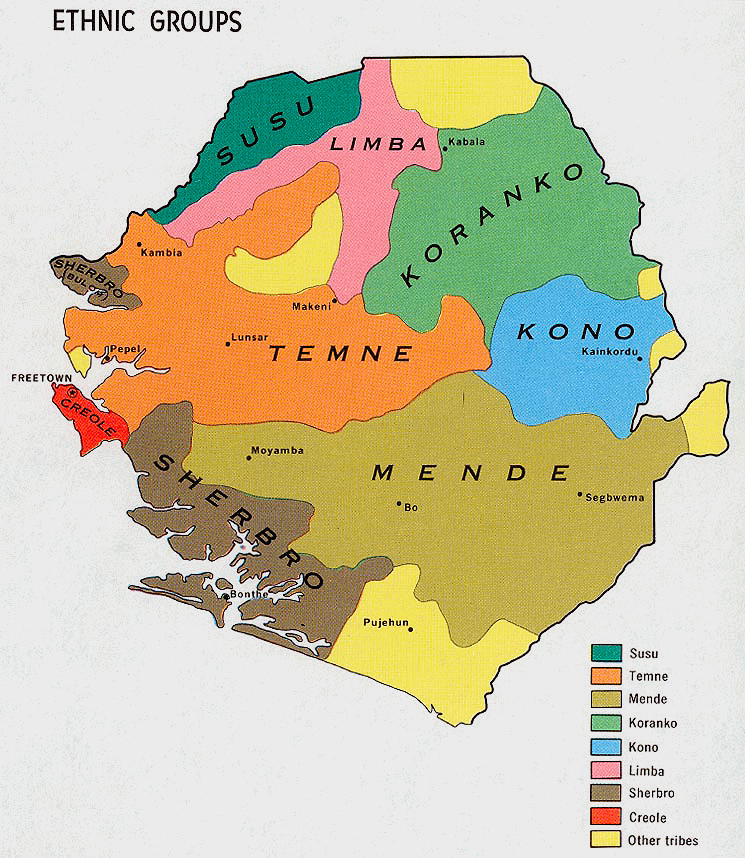 Carte de la Sierra Leone : ethnographie.