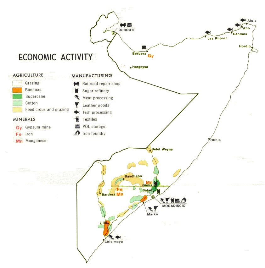 Carte de la Somalie (conomie).