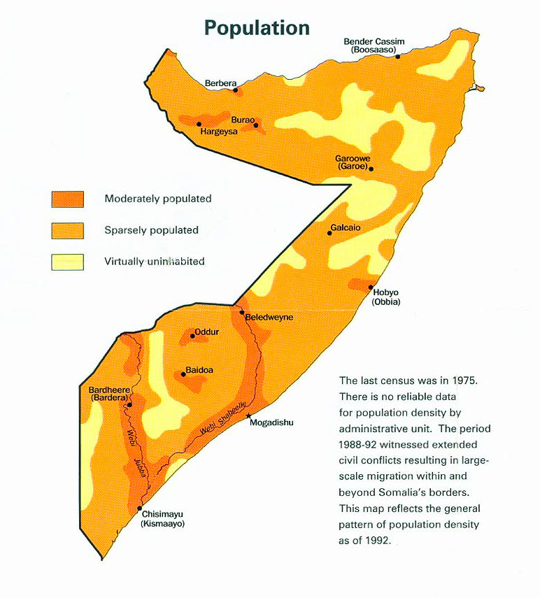 Carte de la Somalie (démographie).