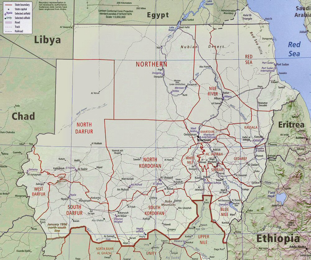 Carte du Soudan (topographie).