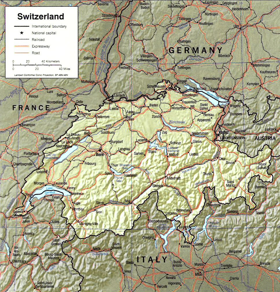 Carte de la Suisse (topographie).