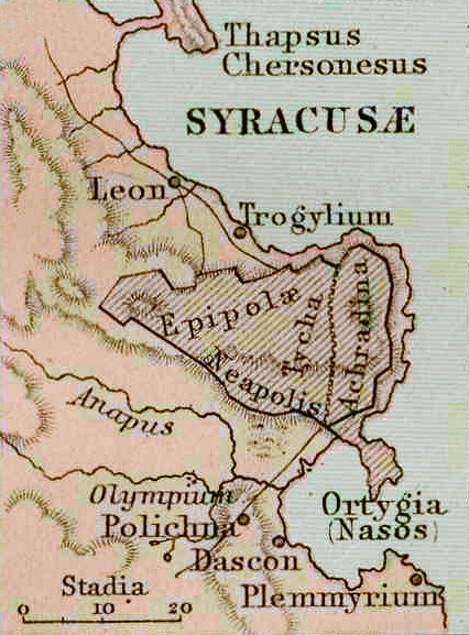 Plan de Syracuse dans l'Antiquité.