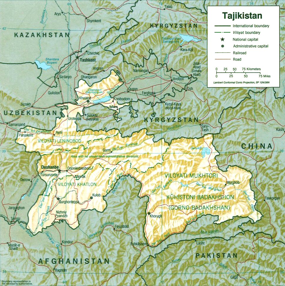 Carte du Tadjikistan.