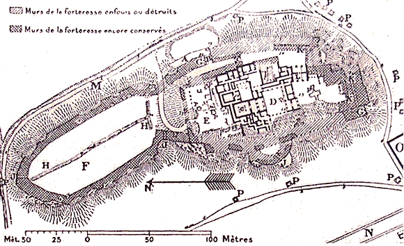 Plan de la citadelle de Tirynthe.