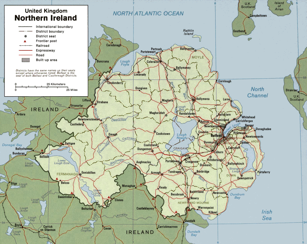 Carte de l'Irlande du Nord.