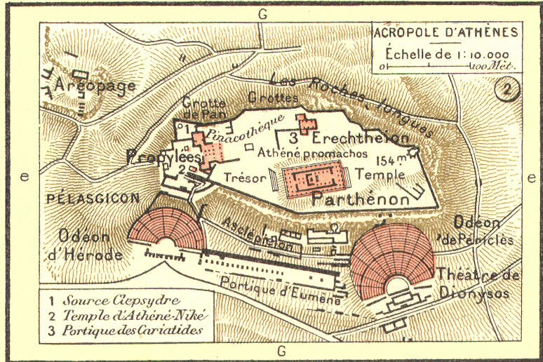 Plan de l'Acropole d'Athnes.