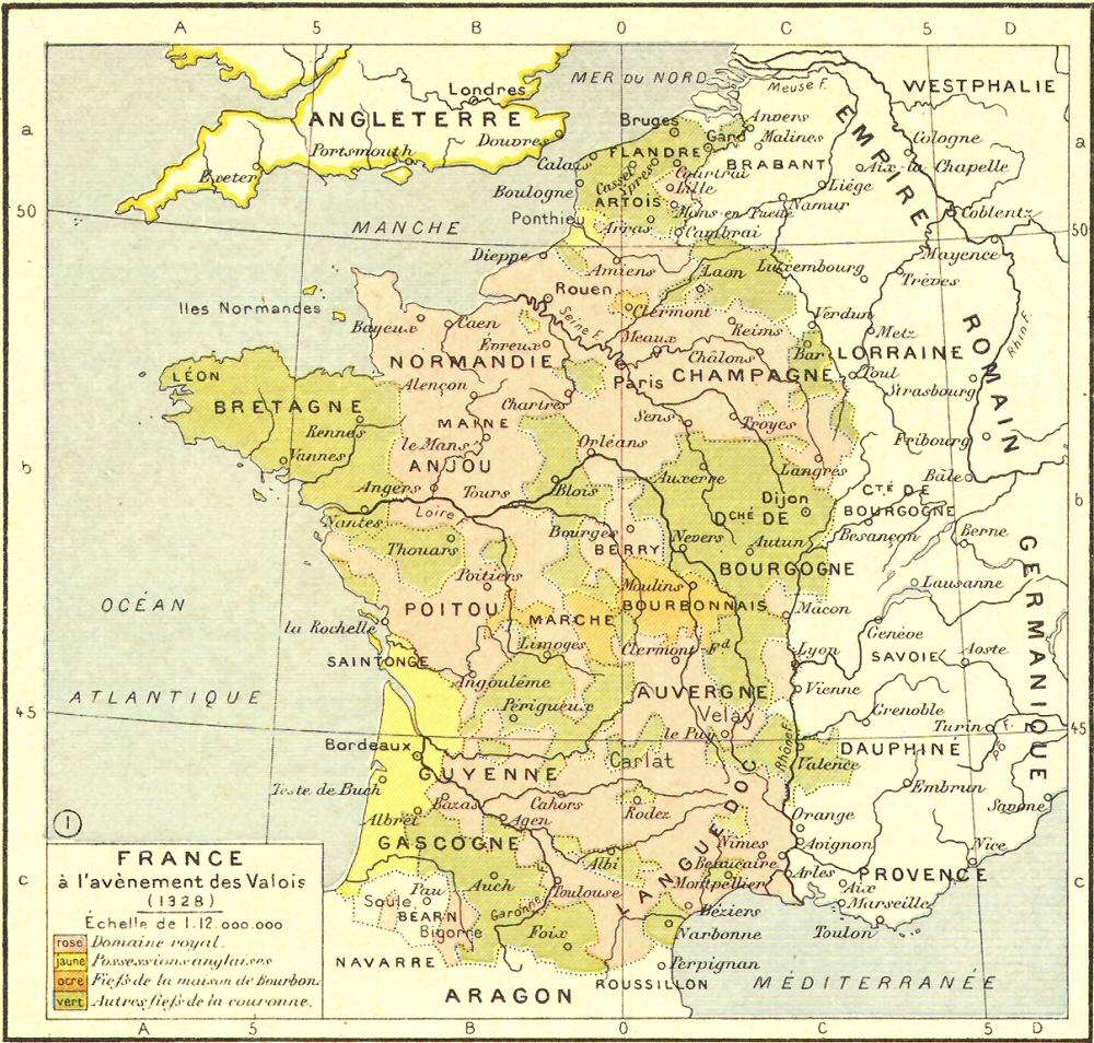 Carte de la France  l'avnement des Valois.