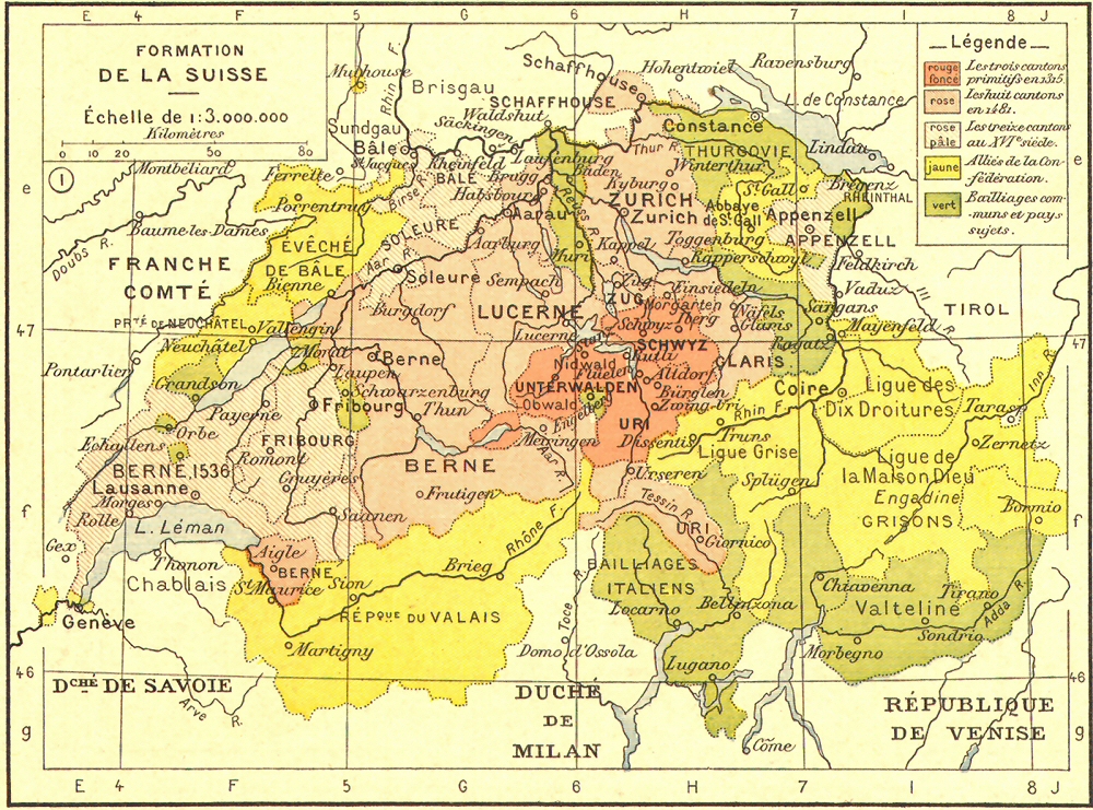 Carte de la formation de la Suisse.
