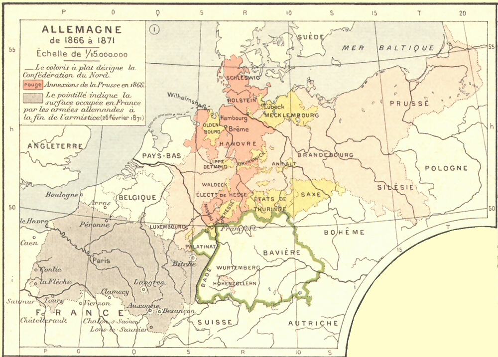 Carte d'Allemagne de 1866  1871.