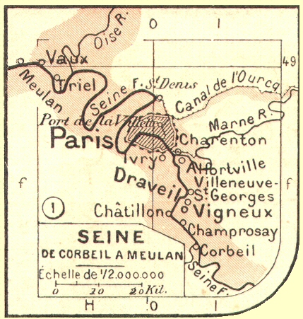 Carte de la Seine de Corbeil  Meulan.
