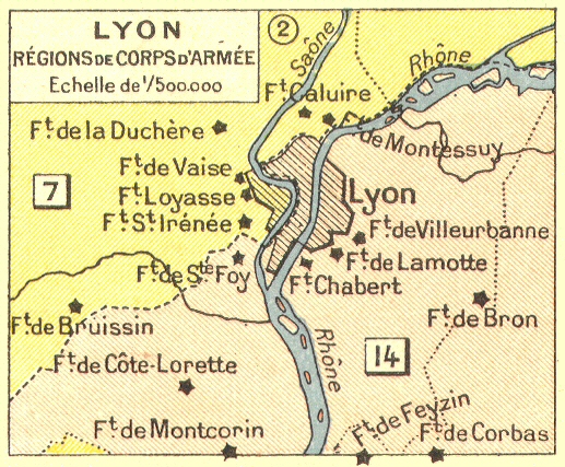 Carte des rgions de corps d'Arme (Lyon).