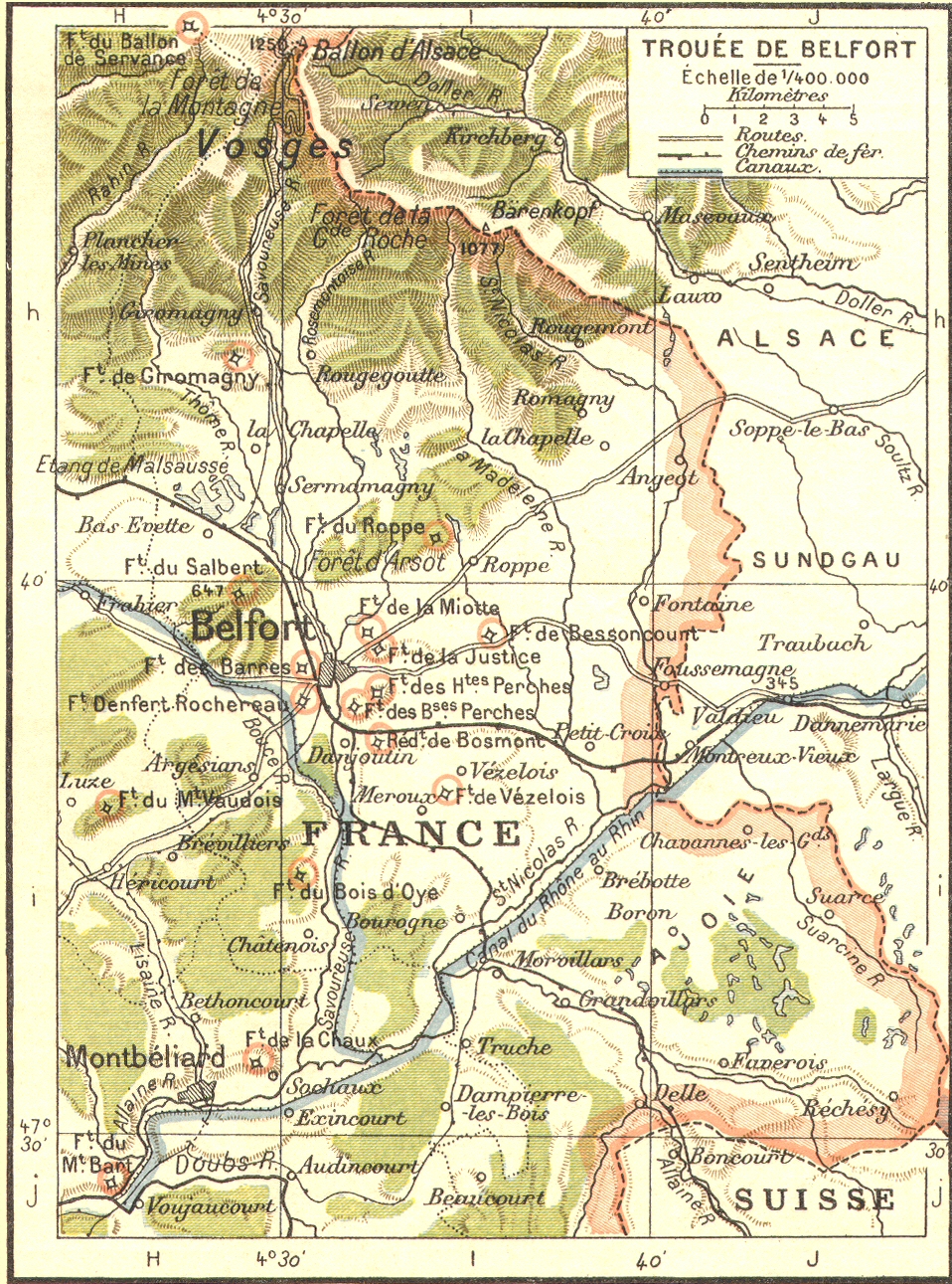 Carte de la troue de Belfort.