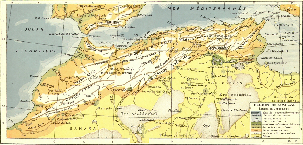 Carte de la rgion de l'Atlas.