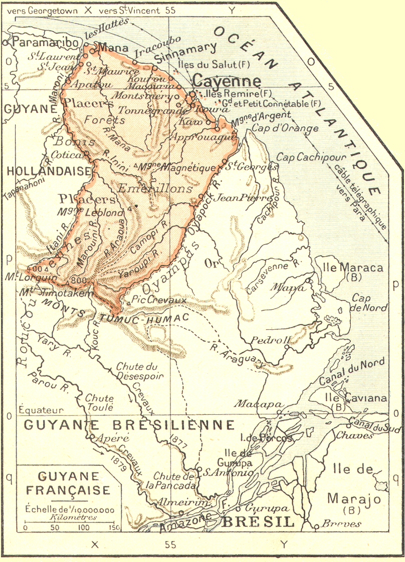 Carte de la Guyane franaise.