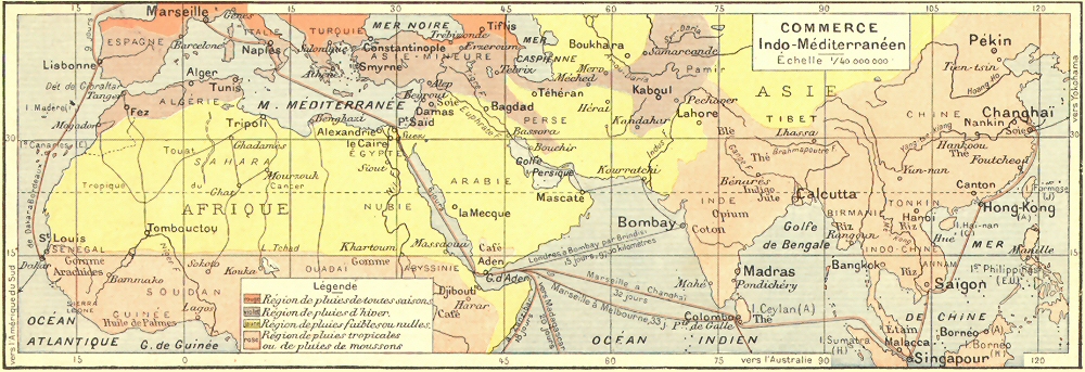 Carte du commerce indo-mditerranen.