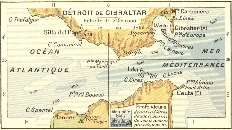 Carte du Dtroit de Gibraltar.
