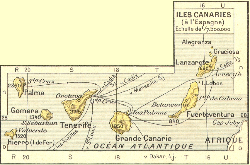 Carte des Iles Canaries.