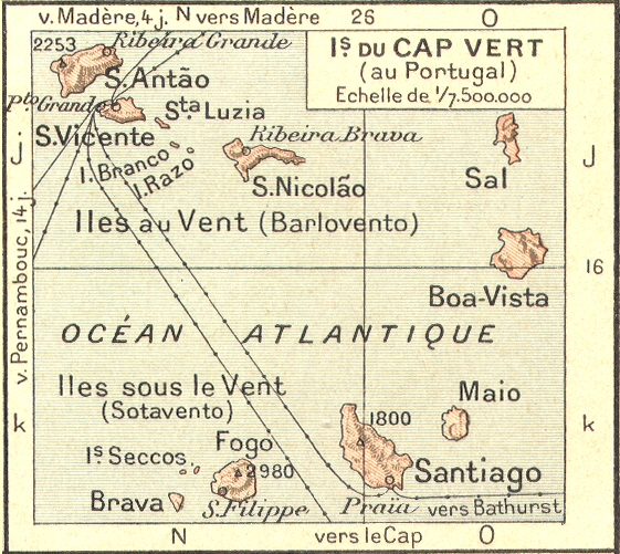 Carte des Iles du Cap Vert.