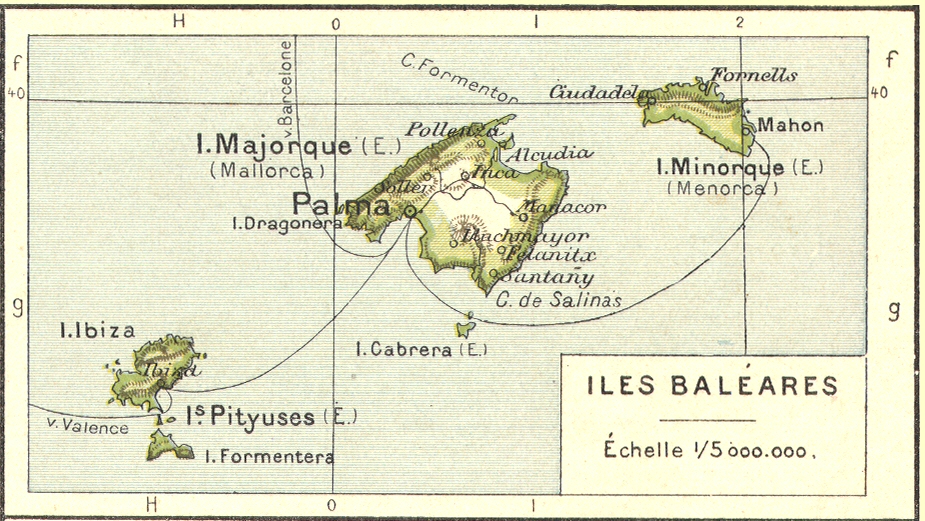 Carte des Iles Balares.