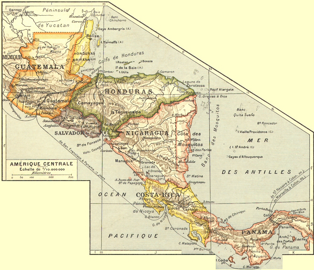Carte de l'Amrique centrale.