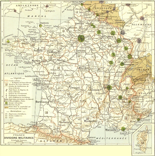France : divisions militaires.