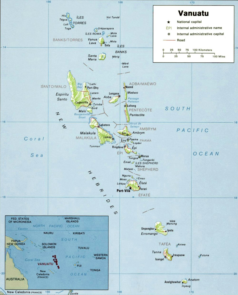 Carte du Vanuatu.