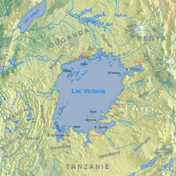 Carte du lac Victoria.