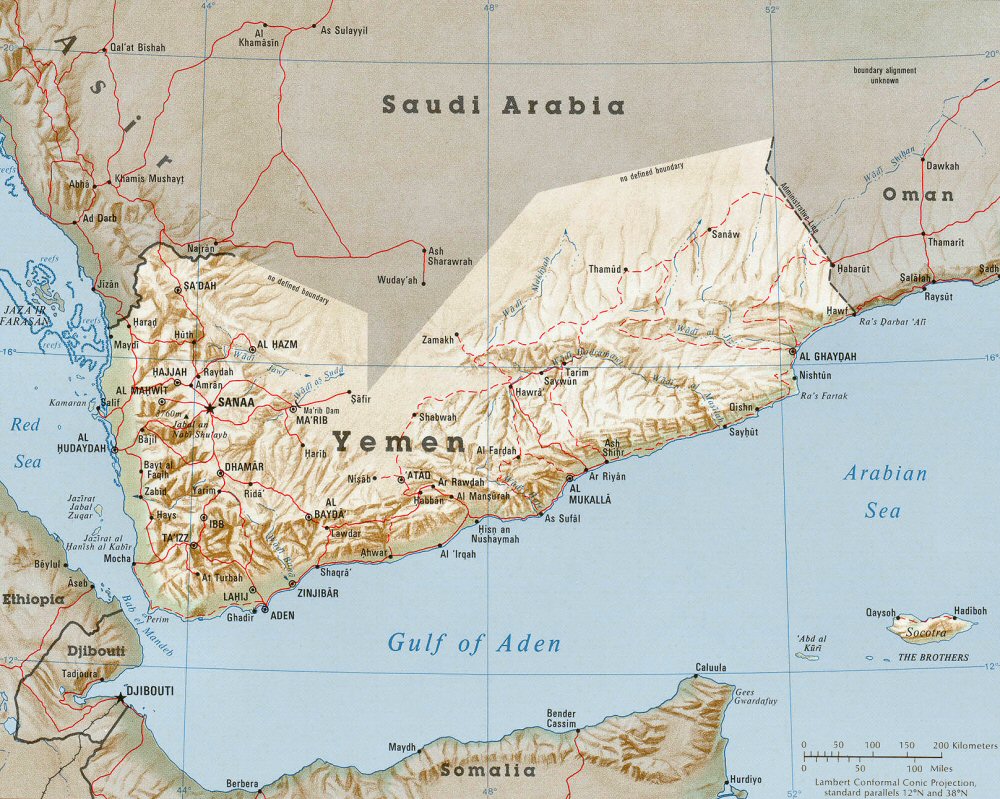 Carte du Yemen.