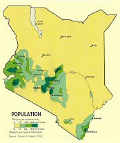 Densité de population du Kenya.