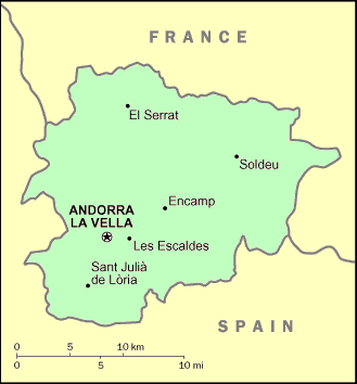 Carte de l'Andorre.