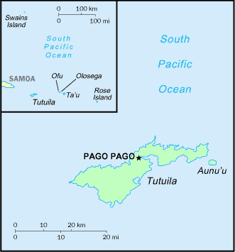 Carte des Samoa américaines.