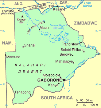 Carte du Botswana.