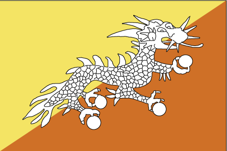 Drapeau du Bhoutan avec œillets ou corde et bascule Fabriqué à la