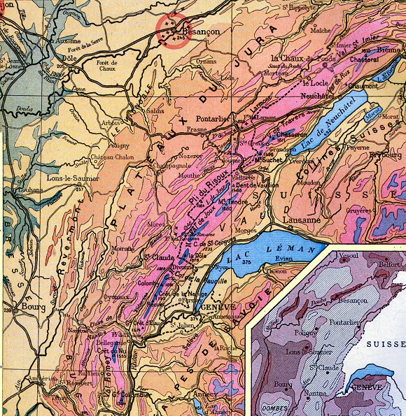 Carte du Jura (relief).