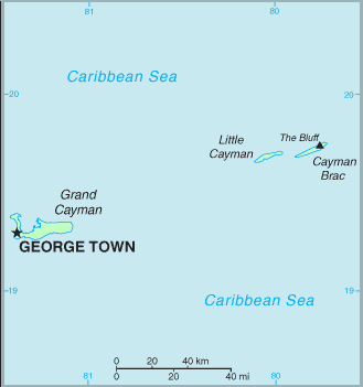 Carte des îles Cayman.